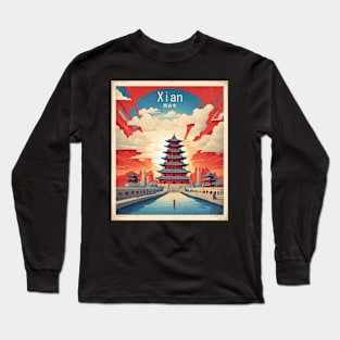 Xi'an China Sunset Vintage Travel Retro Tourism Long Sleeve T-Shirt